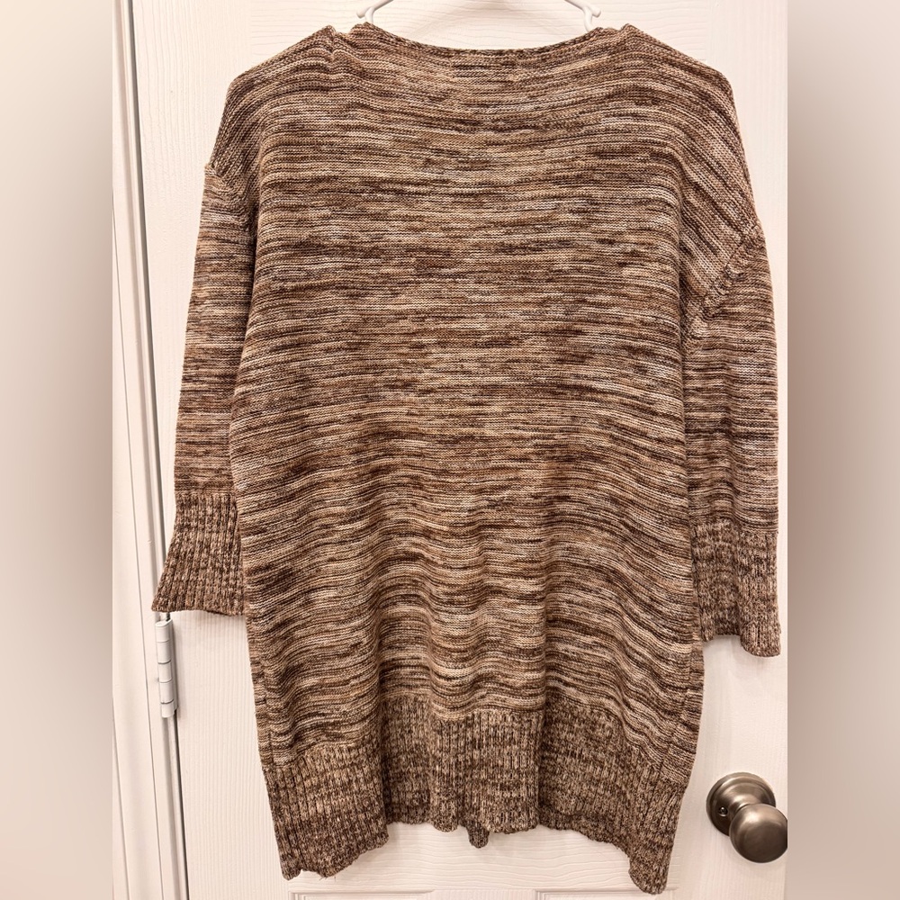 White Stag Women's Marled Brown V-Neck Sweater - Picture 2 of 4